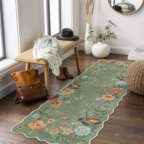 Lahome Floral Washable Runners for Hallways, 2x5 Kitchen Runner Non-Slip by Lahome