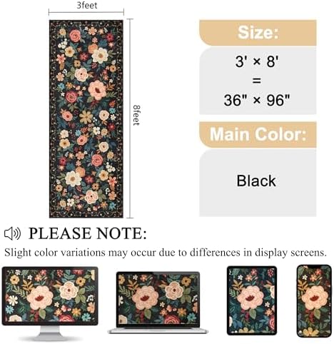 DUKINO 3x8 Kitchen Runner Rug, Washable Rug for Hallway Non Slip, Black - Image 2