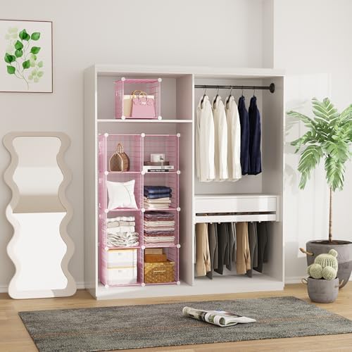 C&AHOME Wire Cube Storage, 9 - Cube Organizer Metal C Grids, Shelves, Pink - Image 5