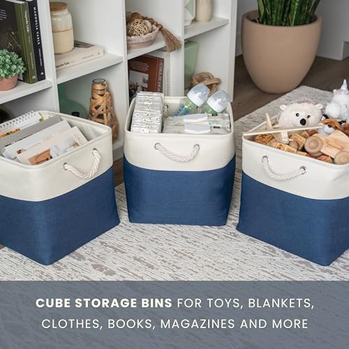 OrganiHaus 13x13 Cube Storage Bins, 4-Pack Fabric Cubes, Rope Handles - Image 5