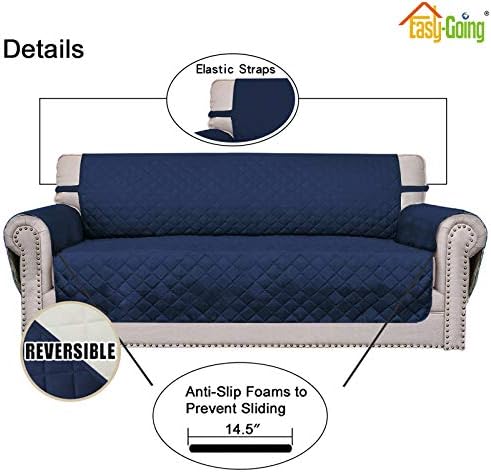Easy-Going Reversible Couch Cover, 2 Cushion Sofa, Navy/Ivory - Image 3