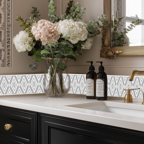 IVN Wallpaper Border Peel and Stick Wall Gray Geometric 4x196 Inch - Image 4