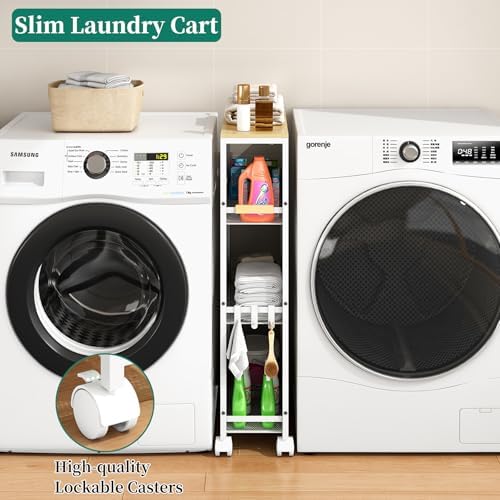 4-Tier Slim Utility Rolling Laundry Cart with Wheels, Easy to Assemble - Image 3