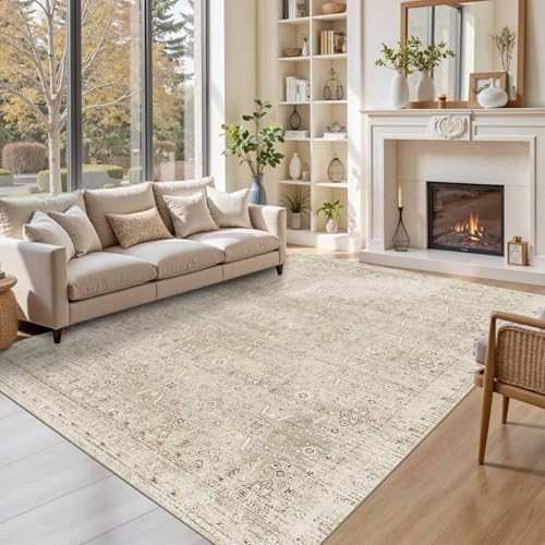 Rugxara Beige Neutral 6x9 Area Rugs Washable Rug for Living Room Dining - Image 4