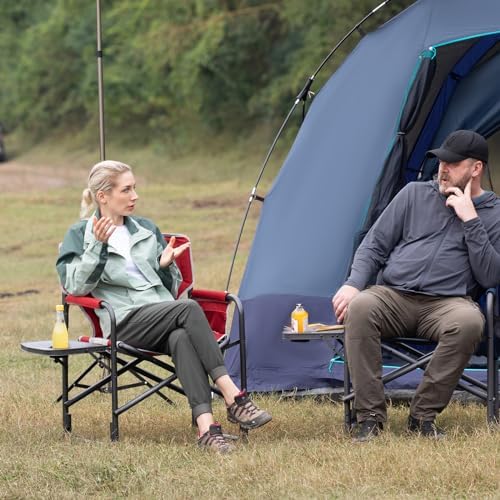 Timber Ridge Aluminum Oversized Camping Chair, Lightweight Portable Directors Chair with Side Table Detachable Side Pocket for Outdoor Camping, Lawn, Picnic, Support 400lbs Red - Image 2