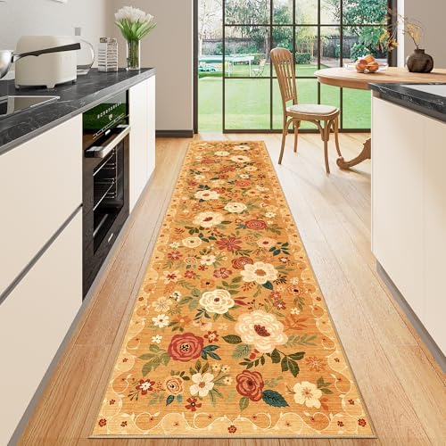 DUKINO 2x8 Runner Rug, Washable Runner Rug for Kitchen Non Slip, Orange - Image 5