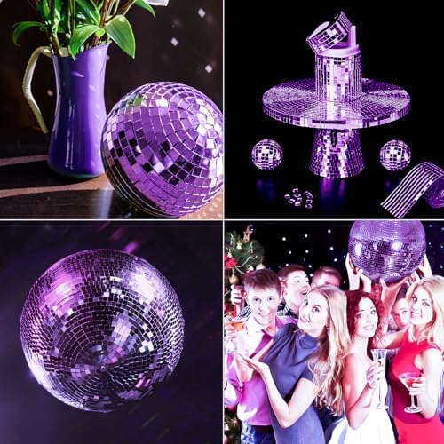 Art3dwallpanels Mirror Mosaic Disco Tiles Self Adhesive Glass, Purple - Image 4