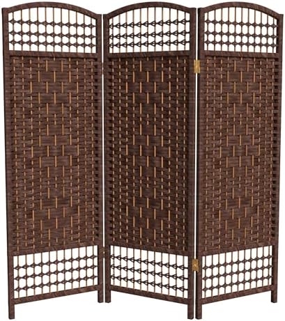 4 ft. Short Fiber Weave Folding Screen - Dark Mocha - 3 Panels by RedLantern