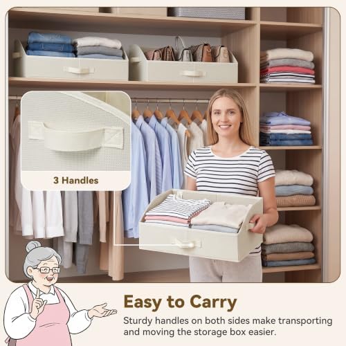 GRANNY SAYS Trapezoid Closet Storage Bins, Large, Pearl White, 3-Pack - Image 2