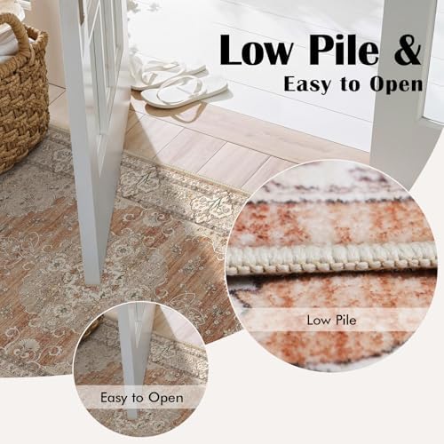 2x6 Washable Hallway Runner Rug - Non-Slip Throw Rugs Terracotta Beige - Image 4