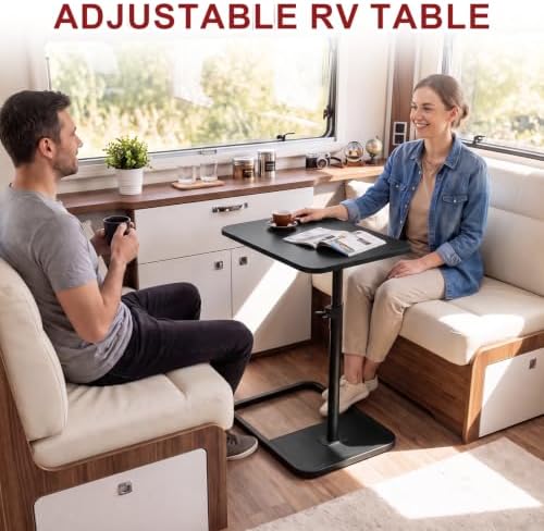 GOYLSER Large C Shaped Tv Trays Living Room End Table End Stand, Black Minimalist Wooden c Table for Sofa, Height Adjustable Tv Tray Tables Swivel Side Table for Dinner Eating - Image 7