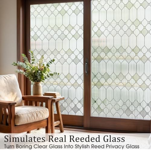 Coavas Reeded Glass Window Privacy Film, 3D Fluted, Clear 35.4"x78.7" - Image 2