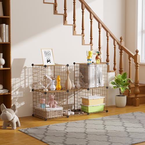 C&AHOME Wire Cube Storage, 6 - Cube Organizer Metal C Grids Units, Brown - Image 6