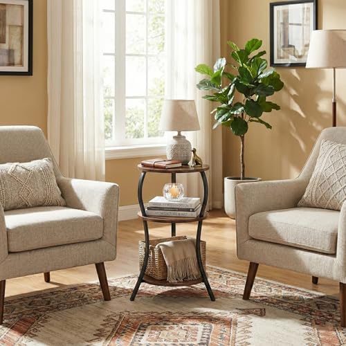 YEAKOO Vintage Small Round Side Table,3-Tier End Table for Small Spaces - Image 6