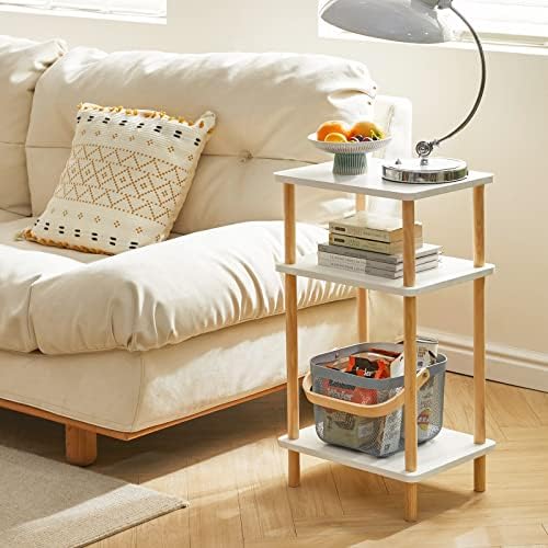 IBUYKE 3-Tier Side Table, Wood End Table, White UWST003W - Image 2