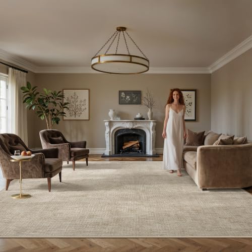 Valenrug 9x12 Area Rug, High Low Pile Washable Rugs for Living Room Beige - Image 3