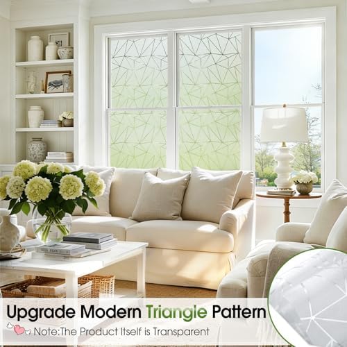 Coavas Frosted Glass Window Privacy Film, Geometric Pattern, 17.5" x 157.5" - Image 3