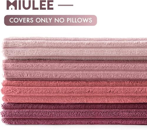 MIULEE Soft Corduroy Decorative Throw Pillow Covers Purple Pink 20x20 - Image 6