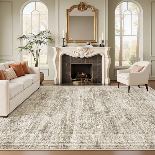 Soalmost 7x10 Area Rug for Living Room Washable Rugs Non-Slip Brown by Soalmost