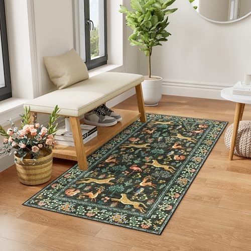DUKINO 2x4 Rug for Entryway, Animal Washable Runner Rug for Kitchen, Black - Image 3