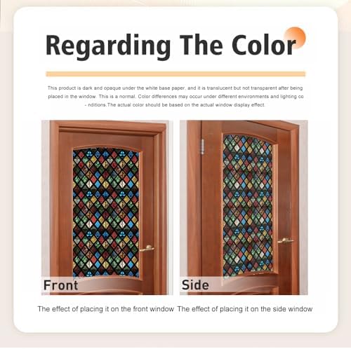 Window UV Protection Rainbow Privacy Film:Non-Adhesive Static Cling Decorative Window Film with Installation Tools,Stained Glass Window Film for Kitchen,Bathroom,and Shower Doors,16.9 x 39.4 inches. - Image 3