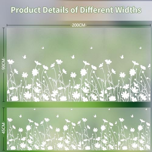 Bloss Frosted Window Privacy Film,Decorative Windows Films,35.4"x78.7" - Image 2