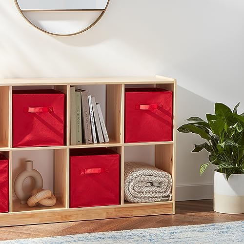 Amazon Basics Cube Organizer Storage Bins Handles, Collapsible Fabric, 10.5"x10.5"x11", Red (Pack of 30) - Image 6