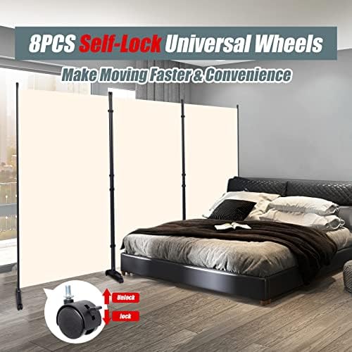 Room Divider Large 3 Panel Privacy Screen,Portable Room Partition on Wheels - Image 2