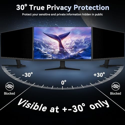 21.5 Inch Computer Privacy Screen Filter for 16:9 Widescreen Monitor, Removable Eye Protection Anti Glare Blue Light Filter Privacy Shield, Anti Scratch Anti Spy Screen Protector Film 21.5 in - Image 4