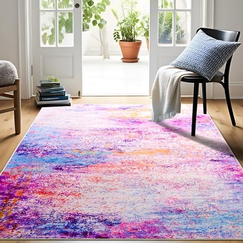 Modern Abstract 3x5 Rug, Non Slip Entryway Rug, Soft Machine Washable Rugs - Image 4