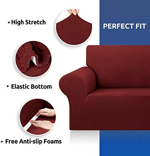 KEKUOU Stretch Chair Sofa Slipcover, Single Couch Cover,Dark Red - Image 4