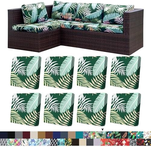 8 Pcs Outdoor Cushion Covers, Patio Sofa Cushion Covers Replacement by BIETYONE