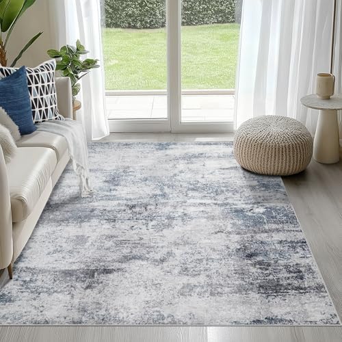 4x6 Area Rugs for Living Room Washable Bedroom Dining Room Blue Grey by Aelenmu