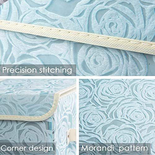 PRANDOM Large Stackable Storage Bins with Lids Fabric Decorative Storage Box Cubes Organizer Containers Baskets with Cover Handles Divider for Bedroom Closet Living Room 17.3x11.8x9.8 Inch 3 Pack - Image 3