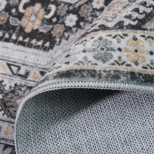 Ksrau 2x5 Runner Rug Washable Vintage: Non Slip Long Kitchen Runners Black - Image 4