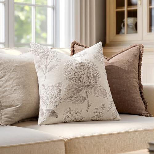 Set of 2 Lumbar Floral Pillow Covers 12x20 Inch Light Camel - Image 5