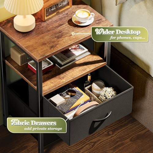 Huuger Night Stand Set of 2, Nightstand with 2 Drawers, Bedside Table - Image 5