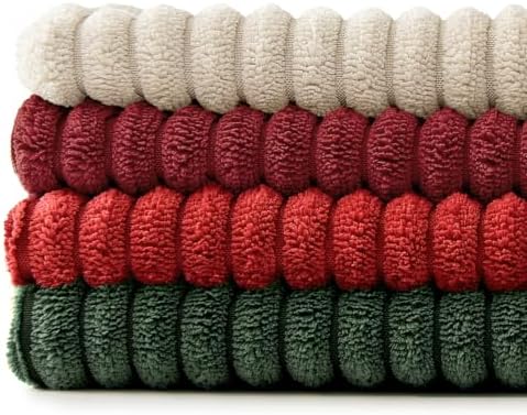 MIULEE Boho Christmas Red Decorative Throw Pillow Covers 18x18 Set of 4 Farmhouse Cushion Covers Color-Clash Corduroy Pillow Cases Modern Soft Corduroy Patchwork Home Decor for Couch Sofa Bedroom - Image 7