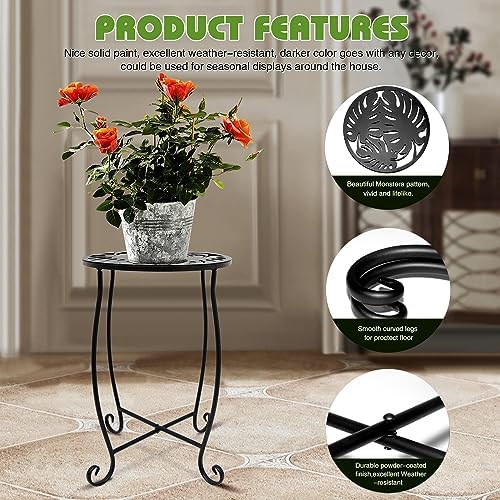 Fashion&cool Outdoor Side Tables, Weather Resistant Metal Patio Side Table, Small Round Outdoor End Table Side Table for Patio Yard Porch Balcony Garden Bedside, Plant Stand for Indoor Outdoor - Image 5