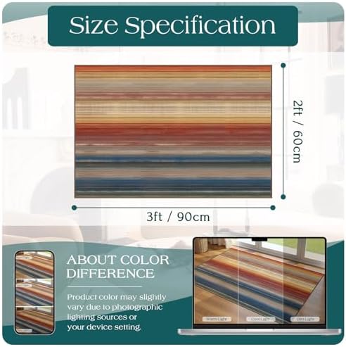 Front Door Mat Indoor Outside Entrance 2x3 Modern Ombre Rainbow Rug - Image 7