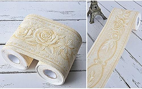 Creation Core 4.2x196.8 Waterproof Wallpaper Border 3D Pattern Wall Decor Removable Self Adhesive Kitchen Bathroom Tiles Sticker, Rose Yellow - Image 3