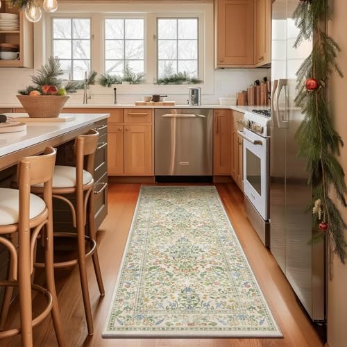 Washable Runner for Hallways Kitchen Rug: 2'6"x8' Runner Rugs Stain Resistant Non Slip Low Pile Soft Carpet Runners Rug for Entryway Indoor Kitchen Hallways Bedroom Beside Laundry Room - Image 2