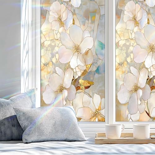 Stained Glass Window Privacy Film Static Cling - Rainbow Glass Decorative Sun Blocking Window Covering, Non-Adhesive Removable Stickers for Home & Office, 17.5" x 39.3" - Image 4
