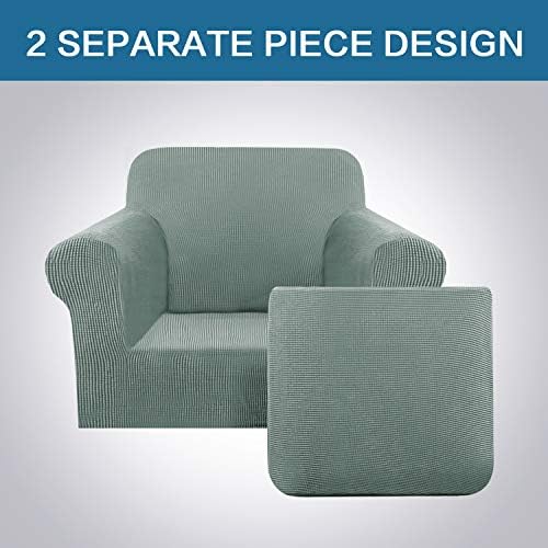 H.VERSAILTEX 2-Piece Armchair Slipcovers with Arms Sofa Slipcover Fit Chair Width Up to 47 Inch, Anti-Slip Rich Stretch Knitted Jacquard Fabric Small Checks(Chair, Sage) - Image 3