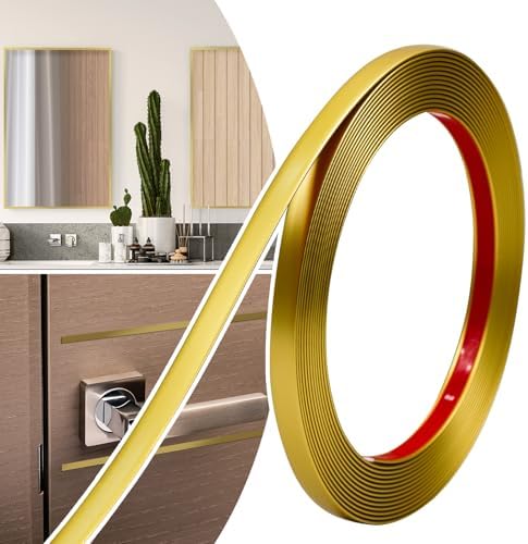 0.39in x 20Ft Peel and Stick Wall Molding Trim Matte Gold by JSIWOTH
