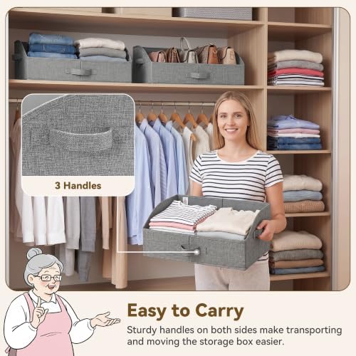 GRANNY SAYS Trapezoid Closet Storage Bins, Large, Dark Gray, 3-Pack - Image 2