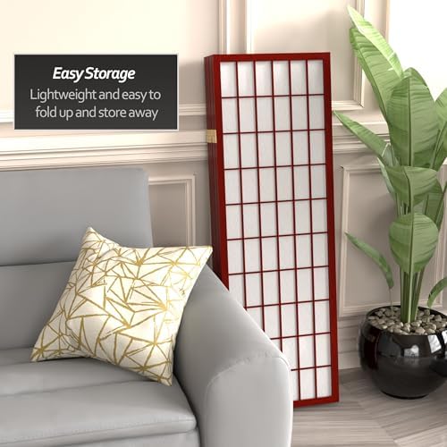 4 ft. Short Window Pane Shoji Screen - Rosewood - 6 Panels - Image 6