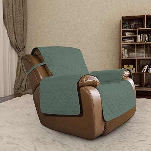 Easy-Going Reversible Couch Cover, Oversized Recliner, Cyan/Ivory - Image 2