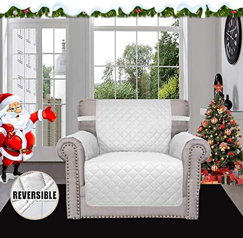 Easy-Going Chair Sofa Slipcover Reversible Sofa Cover Water Resistant Couch Cover Furniture Protector Cover with Elastic Straps for Pets Kids Children Dog Cat (Chair, White/White) - Image 2