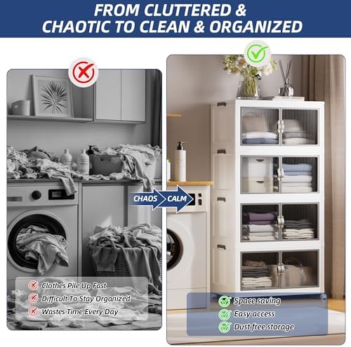 SAILUN 580Qt Stackable Storage Bins,Storage Cabinet Drawer with a Lid,White - Image 2
